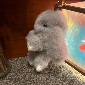 Gray Plush Bunny Keychain/ Bag Charm